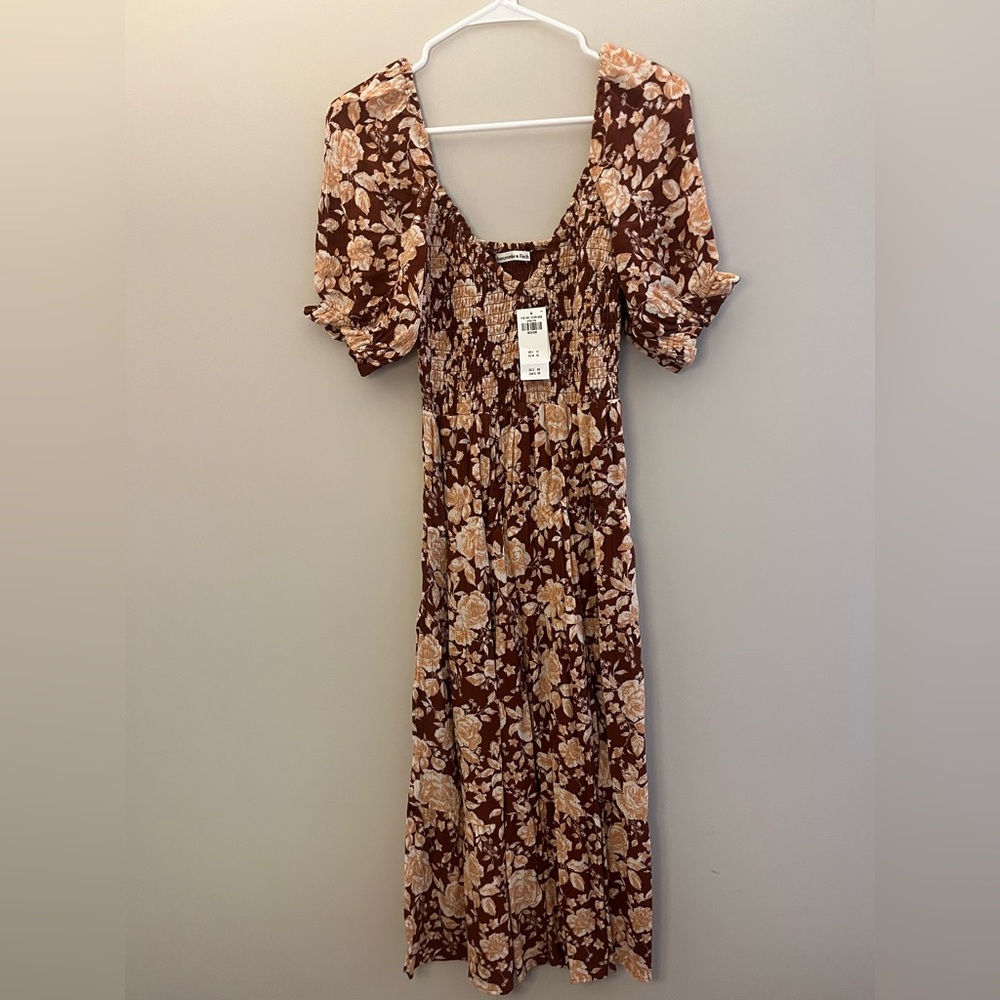 Abercrombie & Fitch Brown Floral Midi Dress